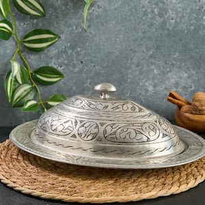 Handmade Copper Serving Plate with Lid, Turkish Copper Plate with lid, Decorative Serving Plate, Serving Plater, Serving Dish, Dinner Plate