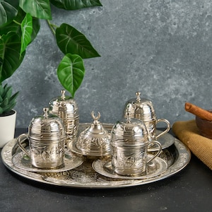 Turkish Coffee Set, Copper Coffee Cups, Copper Coffee Set, Copper Coffee Set, Greek Coffee Cup Set, Home Gifts,Wedding Gift