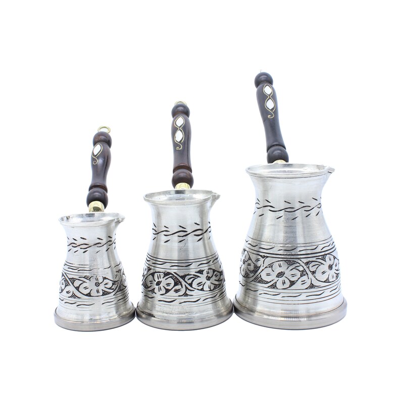 Handmade Hand Engraved Copper Coffee Pot Set Compatible With Induction