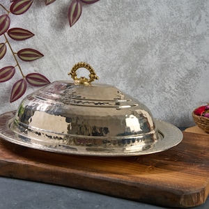 Handmade Copper Serving Plate with Lid, Turkish Copper Plate with lid, Decorative Serving Plate, Serving Plater, Serving Dish, Dinner Plate