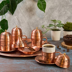 Turkish Coffee Set, Copper Coffee Cups, Copper Coffee Set, Copper Coffee Set, Greek Coffee Cup Set, Home Gifts,Wedding Gift