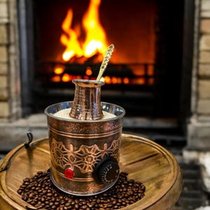 Copper Sand Turkish Coffee Maker Machine Round Shape for 110 and 220 Volts