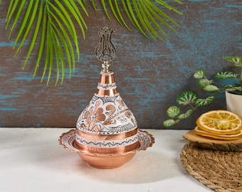 Große Kupfer Bonbonschüssel, Kupferschüssel mit Deckel, Kupferzuckerschüssel, Traditionelle türkische Kupferzuckerschüssel, Küche Wohnkultur
