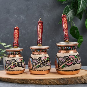 Cafetera turca de cobre, cafetera turca, griega y árabe, cafetera Cezve Briki, cafetera de cocina, cafetera de cobre hecha a mano