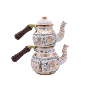 Small Turkish Handmade Copper Teapot, Teapot Warmer Samovar, Tea Maker, Copper Teapot, Authentic Pure Copper Teapot, Handcrafted Tea Kettle