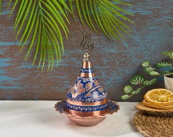 Große Kupfer-Zuckerdose, Kupferschale mit Deckel, Kupfer-Zuckerdose, traditionelle türkische Kupfer-Zuckerdose, Küche-Wohndekor