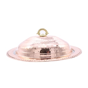 Handmade Copper Serving Plate with Lid, Turkish Copper Plate with lid, Decorative Serving Plate, Serving Plater, Serving Dish, Dinner Plate