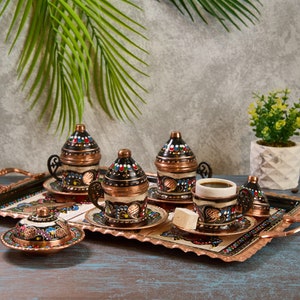 Turkish Coffee Set, Copper Coffee Cups, Copper Coffee Set, Copper Coffee Set, Greek Coffee Cup Set, Home Gifts,Wedding Gift