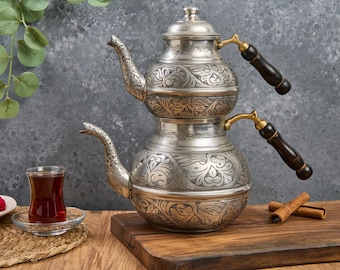 Handmade Solid Uncoated Copper Tea Pot Kettle Stovetop TeapotThick Solid Uncoated Copper Turkish Tea Pot Kettle Stovetop Teapot