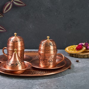 Turkish Coffee Set, Copper Coffee Cups, Copper Coffee Set, Copper Coffee Set, Greek Coffee Cup Set, Home Gifts,Wedding Gift