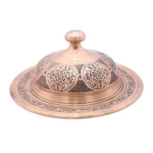 Handmade Copper Serving Plate with Lid, Turkish Copper Plate with lid, Decorative Serving Plate, Serving Plater, Serving Dish, Dinner Plate