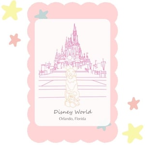 Disney Castle Printable - Magic Castle Digital Download - Fantasy Illustration