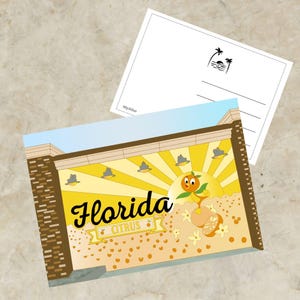 Florida Digital Postcard | Printable Illustration | Florida Map Art