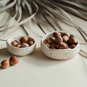 Handmade Mini ceramic Bowls - pair l Ring Dishes / Handmade Tiny Dishes / Condiment Dishes