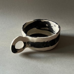 250 ml. Ceramic handmade black and beige cup - minimalistic nordic style - BUBLIKOVA