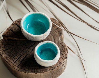 Handmade mini ceramic bowls - pair l Ring Dishes / Handmade Tiny Dishes / Condiment Dishes l BUBLIKOVA Clay & Pottery