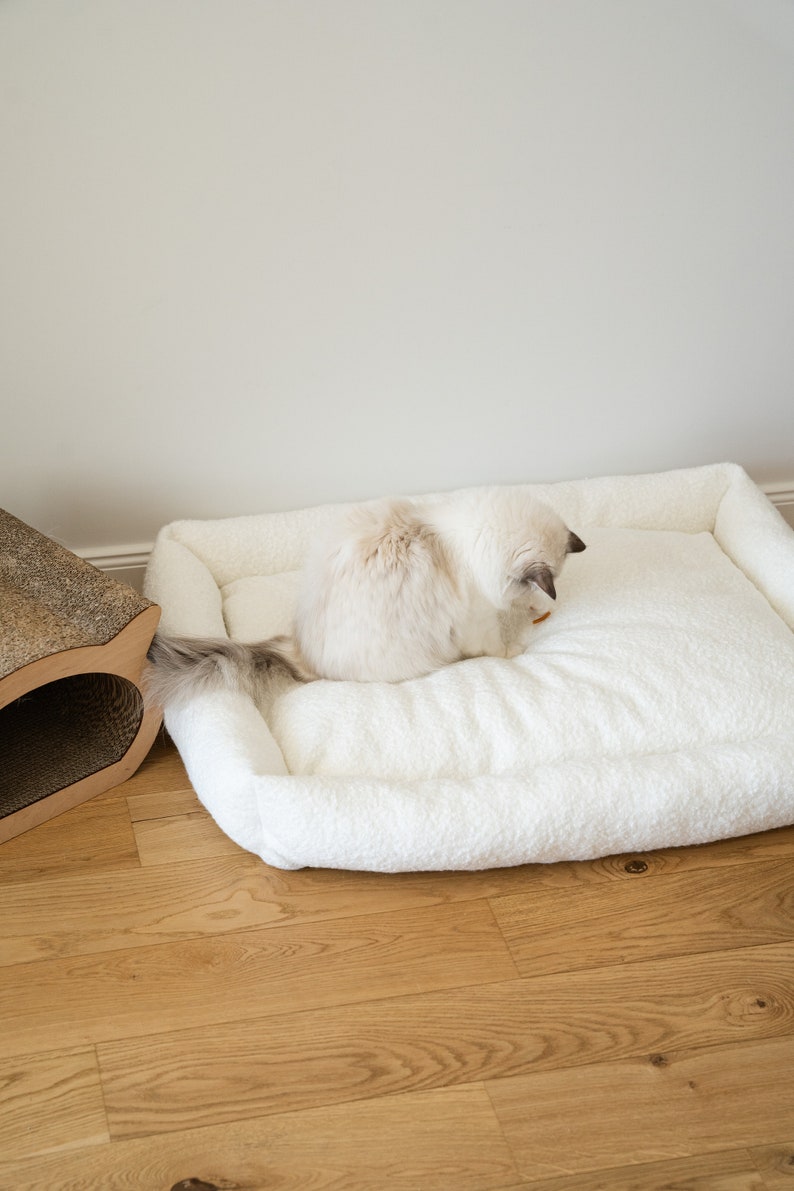 Stylish minimalistic warm pet bed for dogs and cats Comfy Soft Cats Bed Warm Kitten Nest Cave BUBLIKOVA image 1