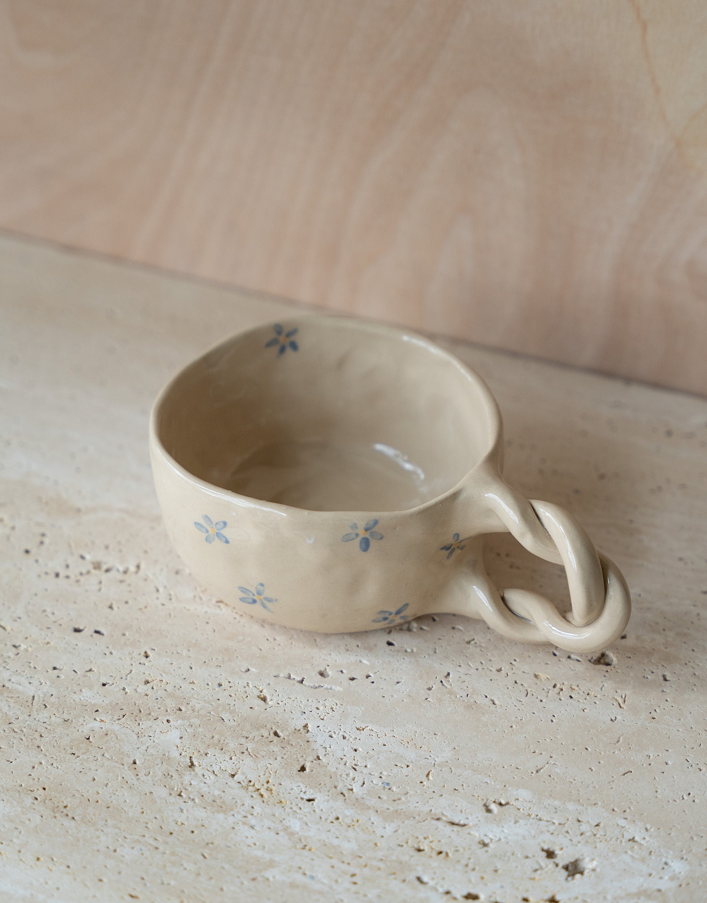 Blue Flower Ceramic Handmade Mug-350 Ml 