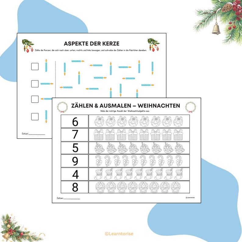 Preschool workbook Winter, Kindergarten exercises, Learning book Autumn, Preschool PDF, Coloring & writing exercises, Digital download image 3