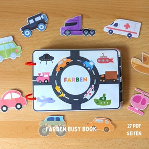 Colors Busy Book, Vehicles Busy Book,Montessori Development Book
