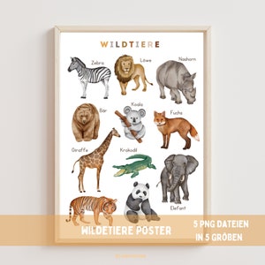 Wildtiere Poster,Klassenzimmer Wandkunst,Sofort Download