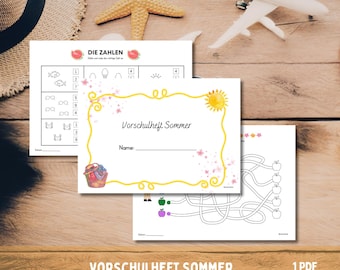 Summer Preschool Workbook, Printable PDF Workbook, Kindergarten, Writing, Numbers, Logic, Preschool Worksheets