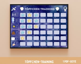 Entrenamiento para ir al baño, tabla de recompensas, niño, tareas semanales, sin pañal