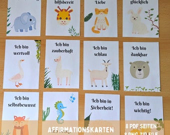 Affirmationskarten Kinder,Achtsamkeitskarten, Stärkung Selbstbewusstsein,30 Affirmationskarten