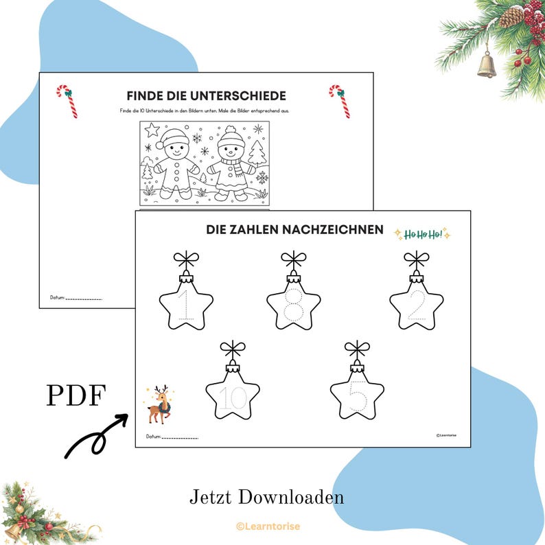 Preschool workbook Winter, Kindergarten exercises, Learning book Autumn, Preschool PDF, Coloring & writing exercises, Digital download image 2