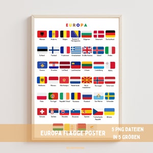 Europa Flagge Poster,Kinderflaggen Poster,Klassenzimmer Wandkunst,Sofort Download