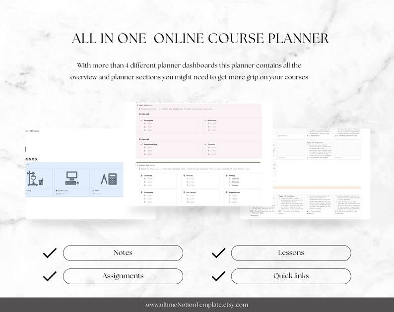 Notion Template Online Course Planner, Notion Dashboard, Online