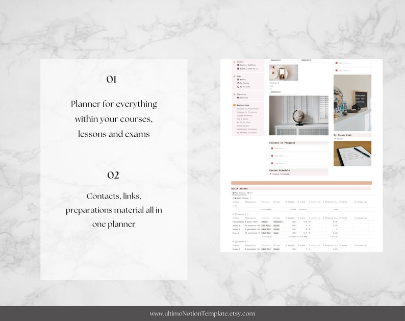 Notion Template Online Course Planner, Notion Dashboard, Online