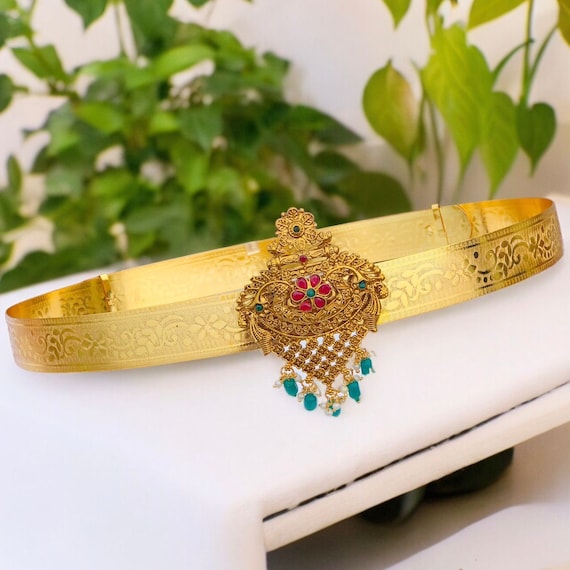Gold Pendant Hip Belt for Women Saree Adjustable Indian Waist Belt hip Belt waist Chain Kamarbandh vadanam saree Belt kamarpatta Etsy Canada