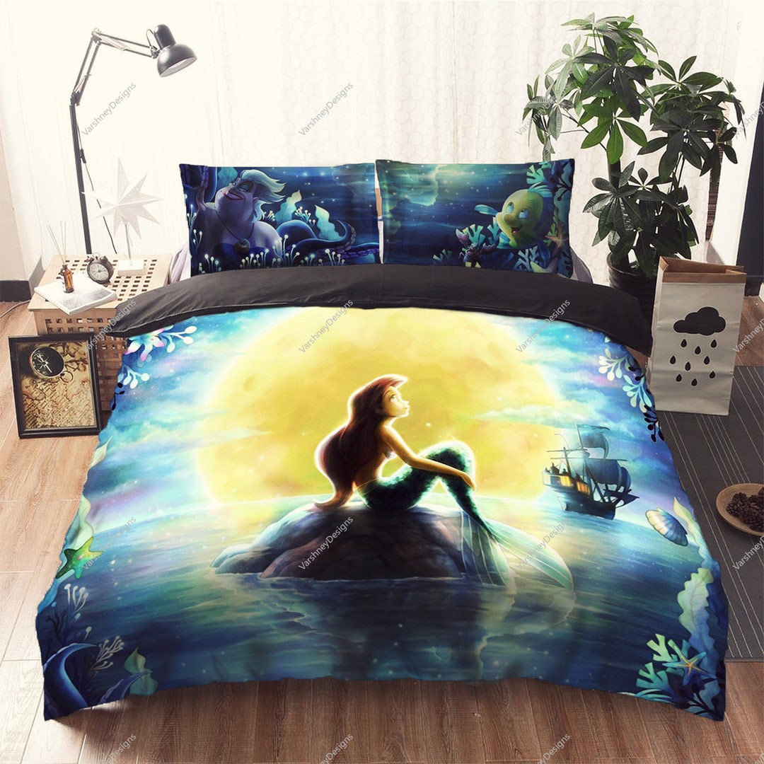 Disney the Little Mermaid Bedding Set Little Mermaid Bed Set Etsy