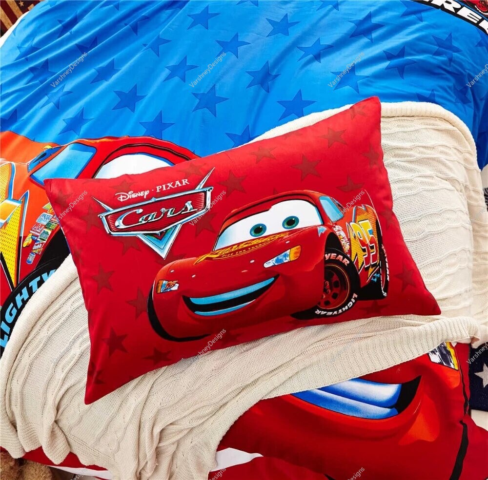 Discover Lightning McQueen Cars Bedding Set Cotton Bedclothes Cartoon Disney Printed Bed Covers BoysHome Decoration