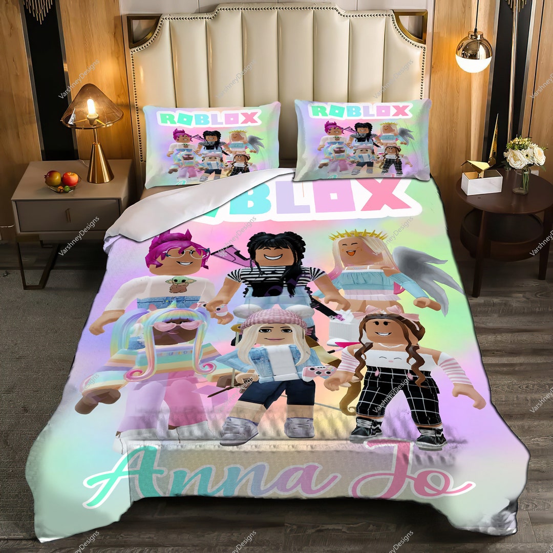 Personalized Roblox Girl Bedding Set Roblox Birthday Gift Etsy