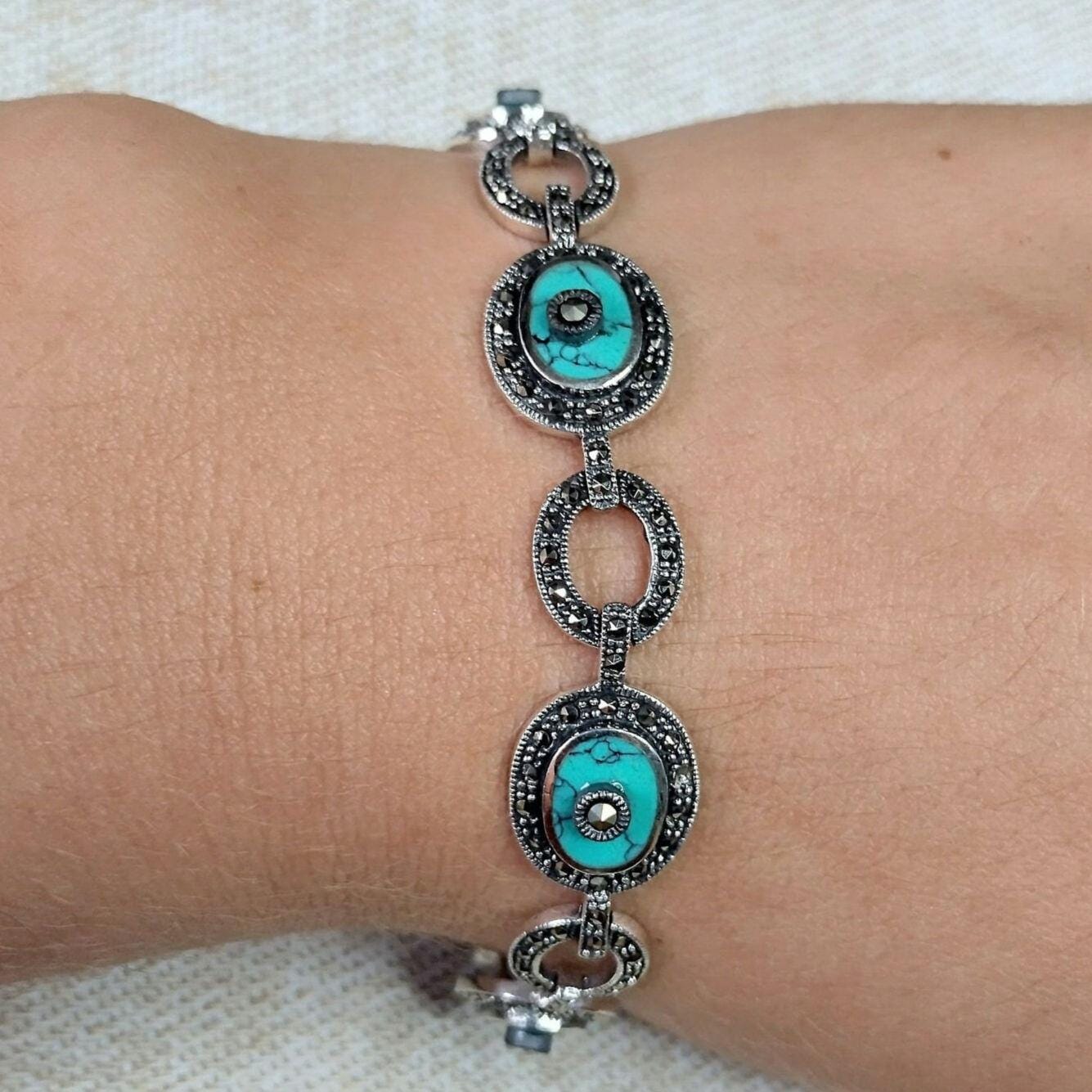 シルバー925 スリーピングビューティー マーカサイト ターコイズ