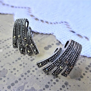 My S Collection 925 Sterling Silver & Marcasite Stud Earrings