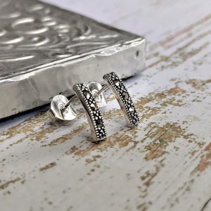 My S Collection 925 Sterling Silver & Marcasite Stud Earrings