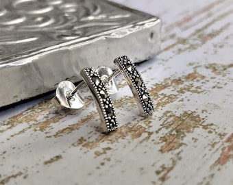 My S Collection 925 Sterling Silver & Marcasite Stud Earrings