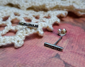 My S Collection 925 Sterling Silver & Marcasite Stud Earrings