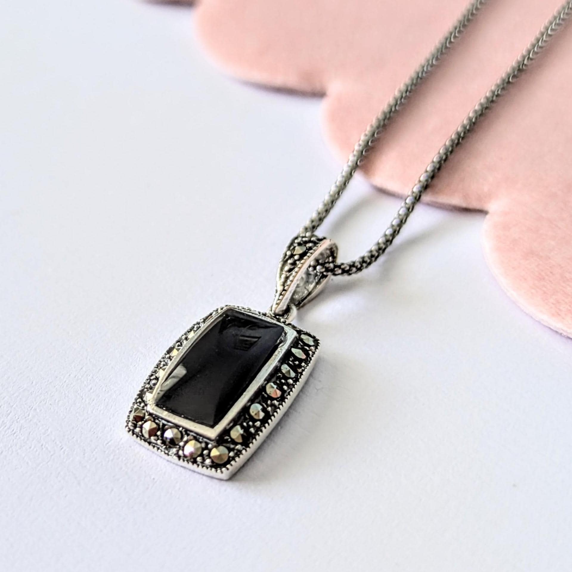 My S Collection 925スターリングシルバー、マーカサイト＆ブラック