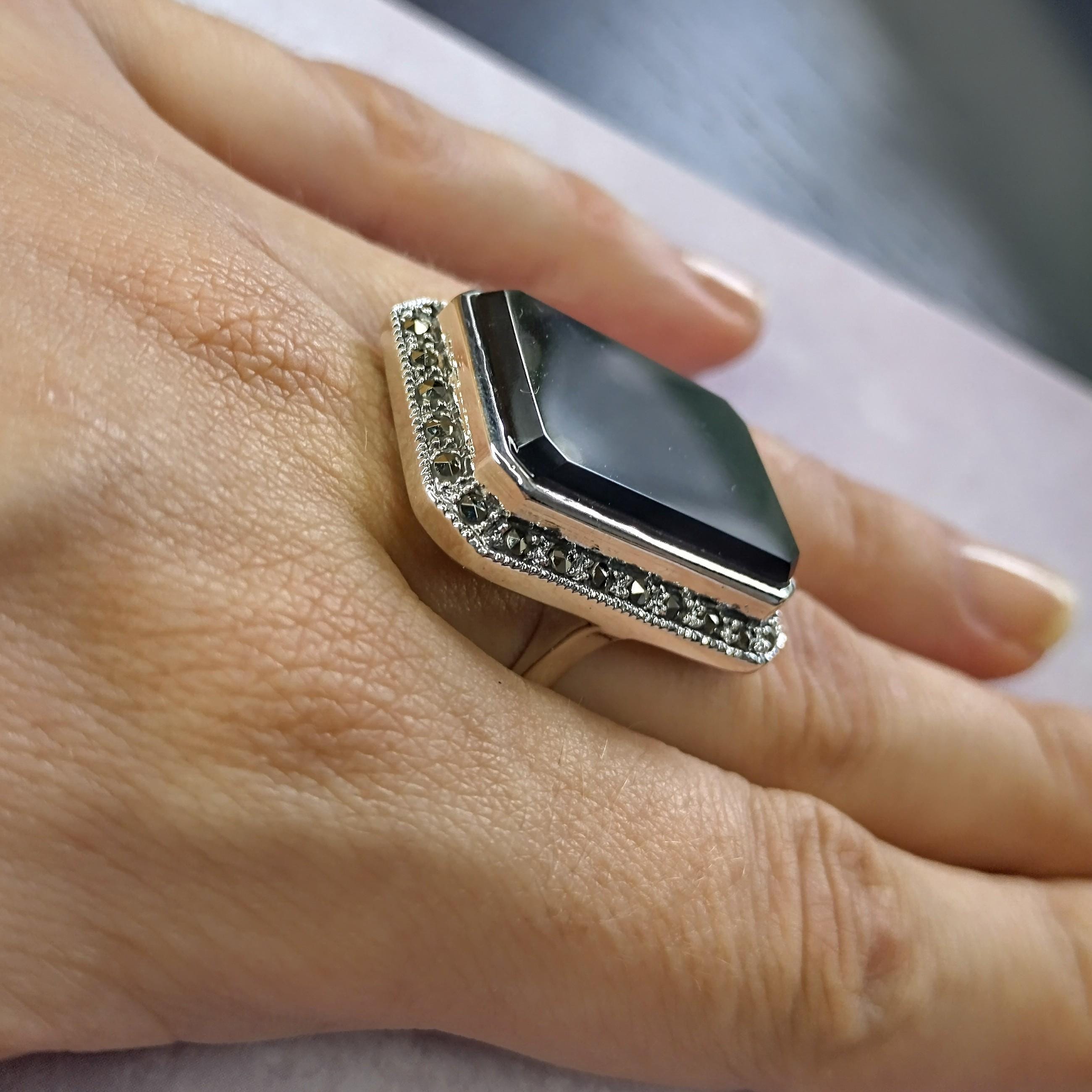 スターリングシルバーマーカサイトリング：ヴィンテージスタイル