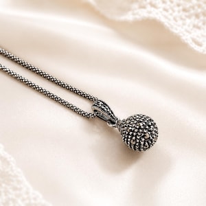 My S Collection 925 Sterling Silver & Marcasite Ball Pendant with chain