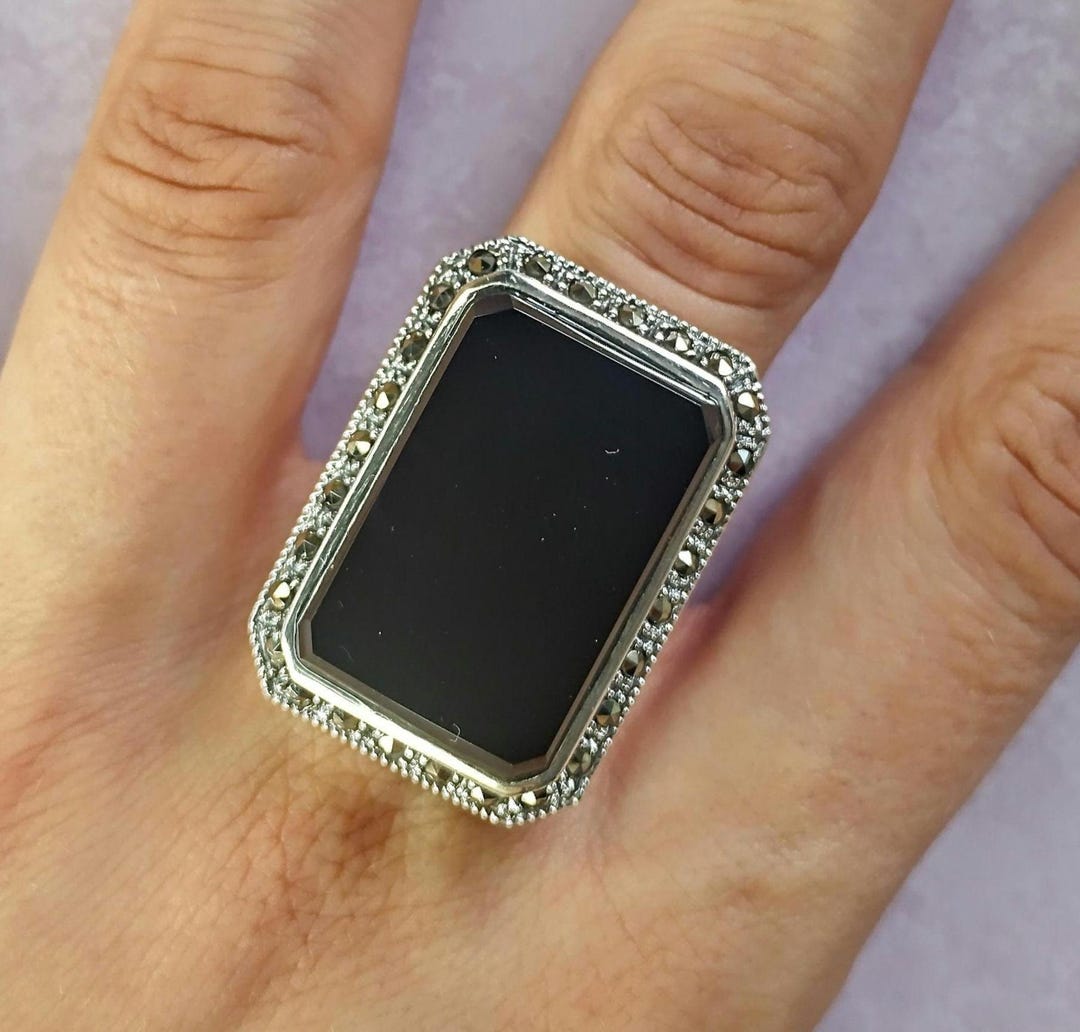 スターリングシルバーマーカサイトリング：ヴィンテージスタイル