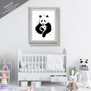 Minimalist Panda Print: Black & White Animal Poster (Digital Download)