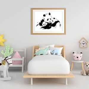 Black and White Panda Print: Minimalist Animal Wall Art (Digital Download)