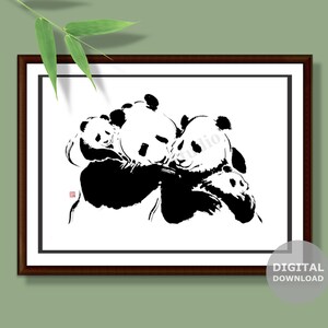 Minimalist Panda Print: Black and White Animal Wall Art (Digital Download