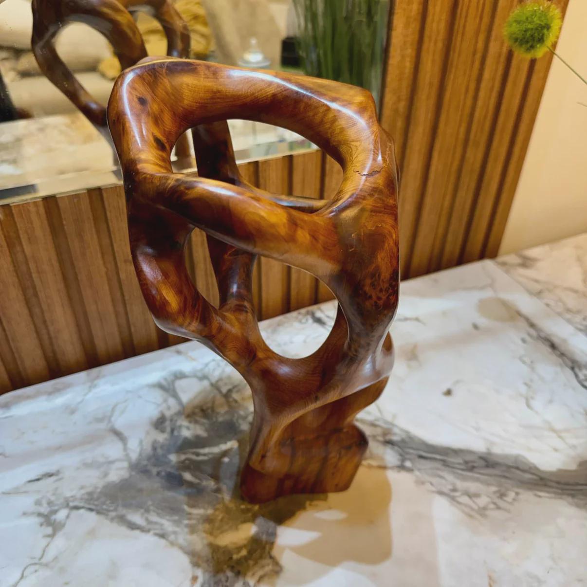 抽象的な木製彫刻、手彫りのThuya木製アート、モダンなホーム 