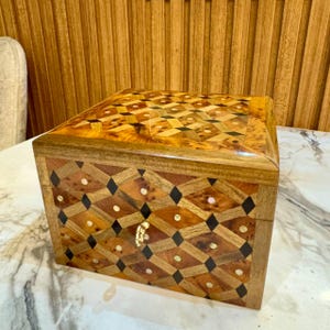Handmade Moroccan Thuya Wood Jewelry Box Organizer with Lock ,Keepsake Chest, Custom Engraving, Brass Key, Luxury Gift for Him or Her